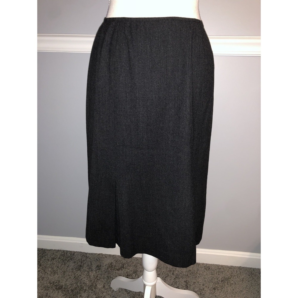 Lands End Skirt Size 6 Wool Blend A Line Side Zip Lined Pleated Knee Length